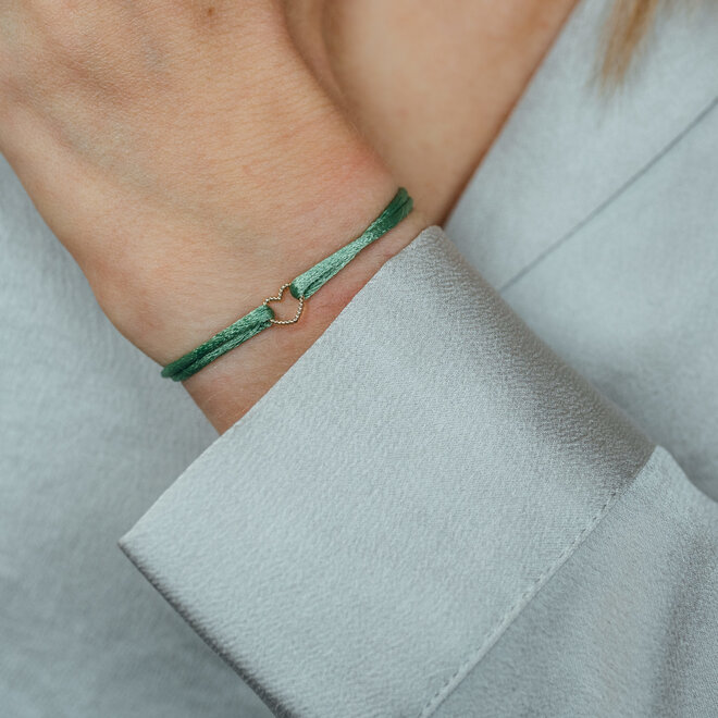 Vintage Hart Satijnkoord Armband