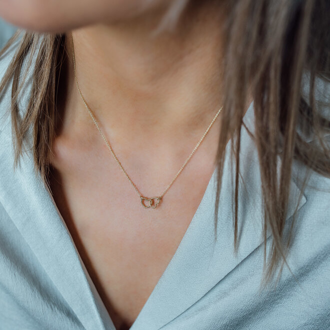 Vintage Dubbel Open Hart Ketting