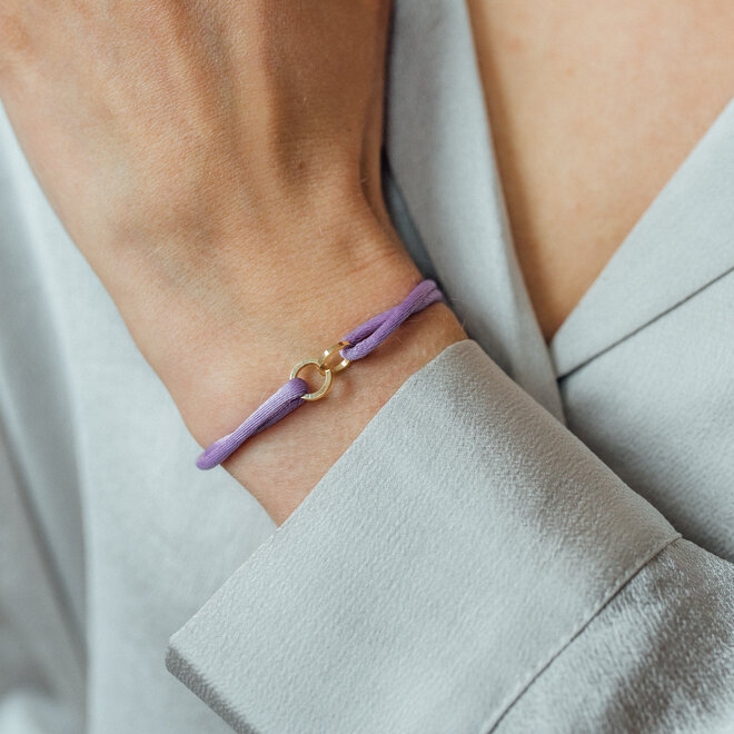 Iconic Double Open Circle Man Satijnkoord Armband