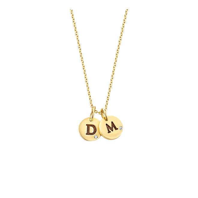 Coin Mini Necklace - 2 Coins Diamond 14K Gold