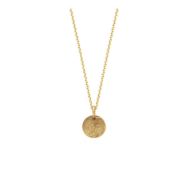 Coin Mini Necklace - 1 Coin with Fingerprint 14K Gold