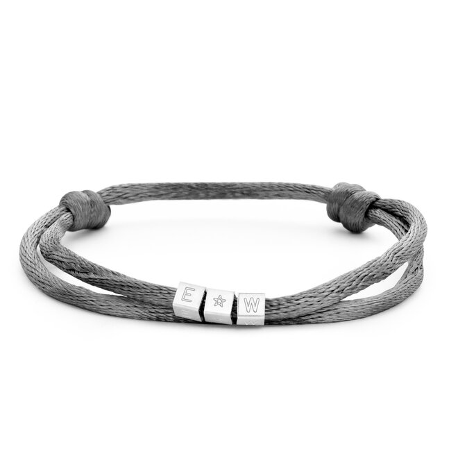Cube Man Satijnkoord Armband - 3 Cubes