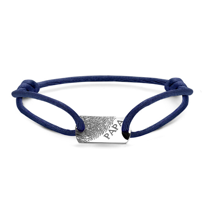 Tag Groot Man Satijnkoord Armband - met vingerafdruk en gravering