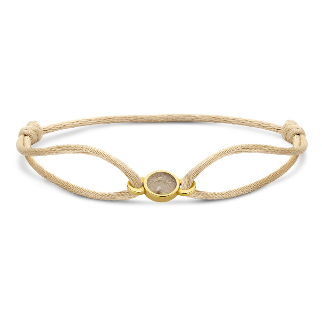 Ashes Collection Cirkel As Satijnkoord Armband 14K Goud