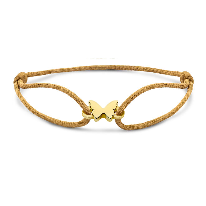 Ashes Collection Vlinder As Satijnkoord Armband 14K Goud