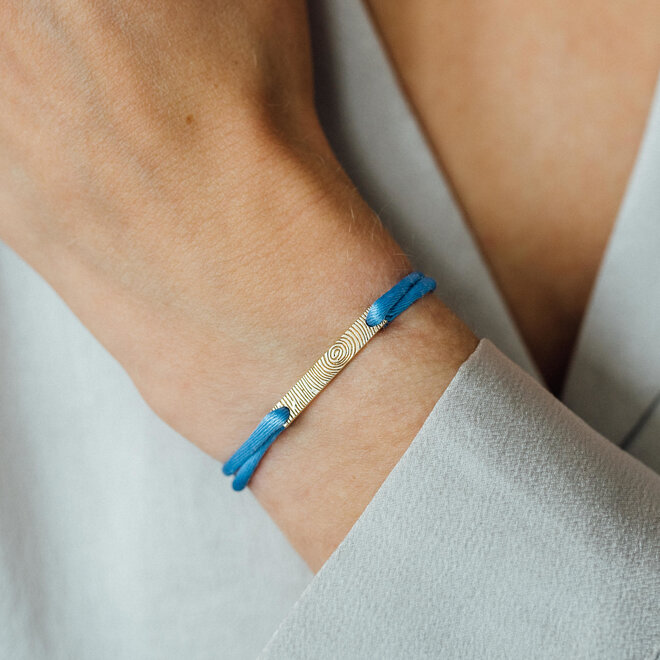Bar Satijnkoord Armband - met 2 Vingerafdrukken