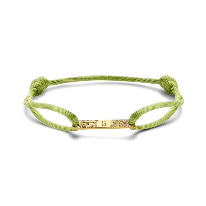 Bar Satijnkoord Armband - met 2 Vingerafdrukken