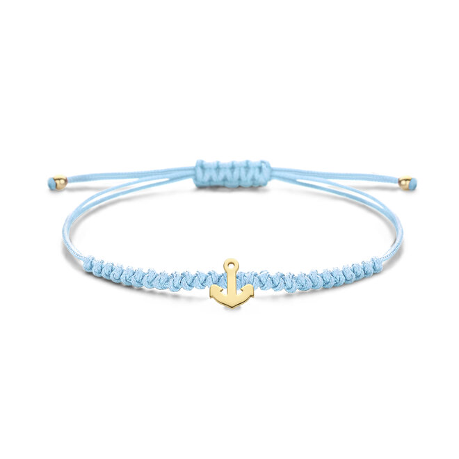 Franky's Treasure Satijnkoord Armband Anker 18K Goud