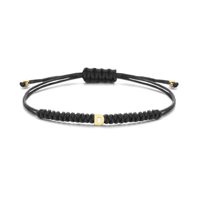 Franky's Treasure Satijnkoord Armband Letter 18K Goud