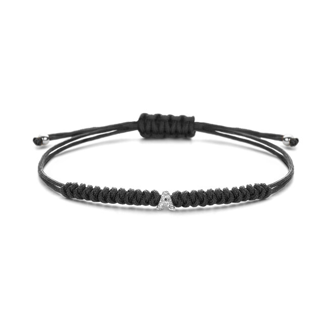 Franky's Treasure Satin Cord Bracelet Letter Met Diamond 18K Gold
