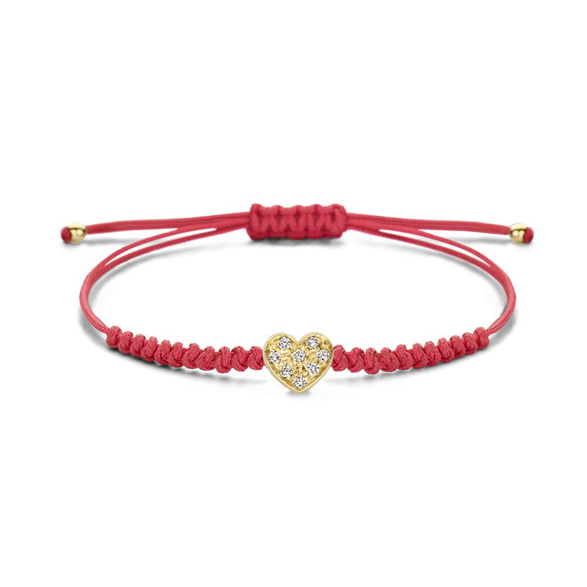 Franky's Treasure Hart Diamant Satijnkoord Armband 18K Goud