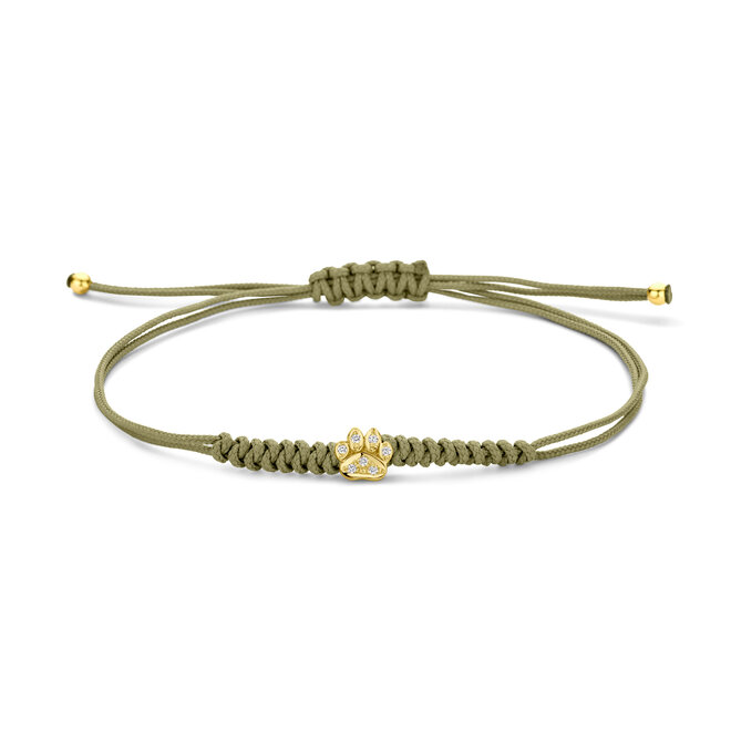 Franky's Treasure Satijnkoord Armband Hondenpoot met Diamant 18K Goud