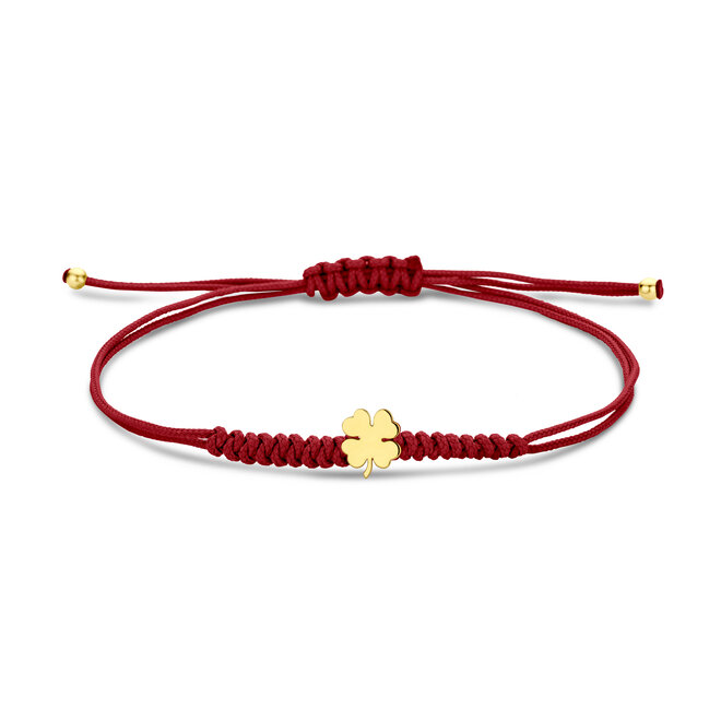 Franky's Treasure Satin Cord Amband Clover 18K Gold