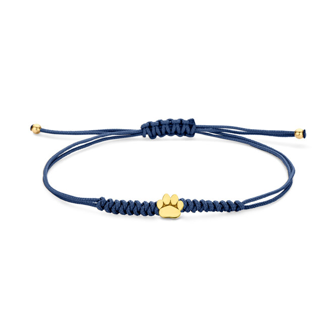 Franky's Treasure Satijnkoord Armband Hondenpoot 18K Goud