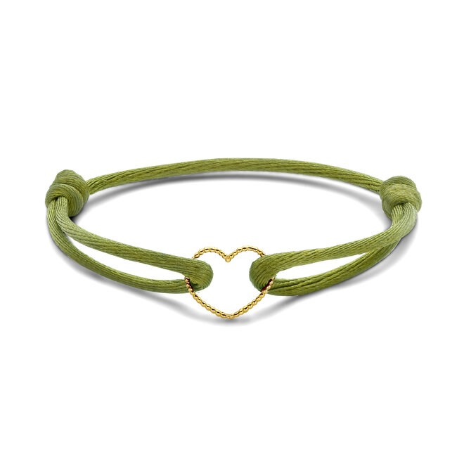 Vintage Hart Groot Satijnkoord Armband