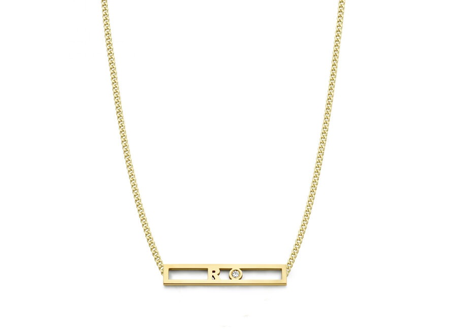 Love Bar with Chain Necklace Petite 1 Letter & 1 Diamond