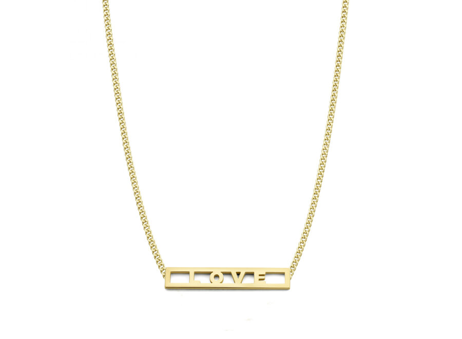 Love Bar with Chain Necklace Petite 4 Letters