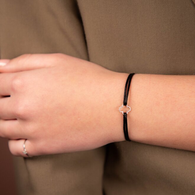 Iconic Lucky Clover Diamant Satijnkoord Armband