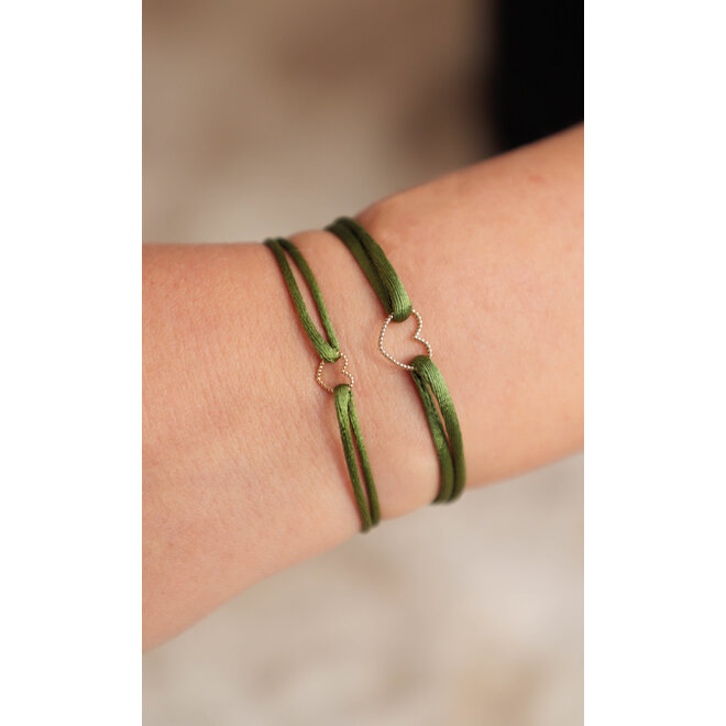 Vintage Hart Groot Satijnkoord Armband