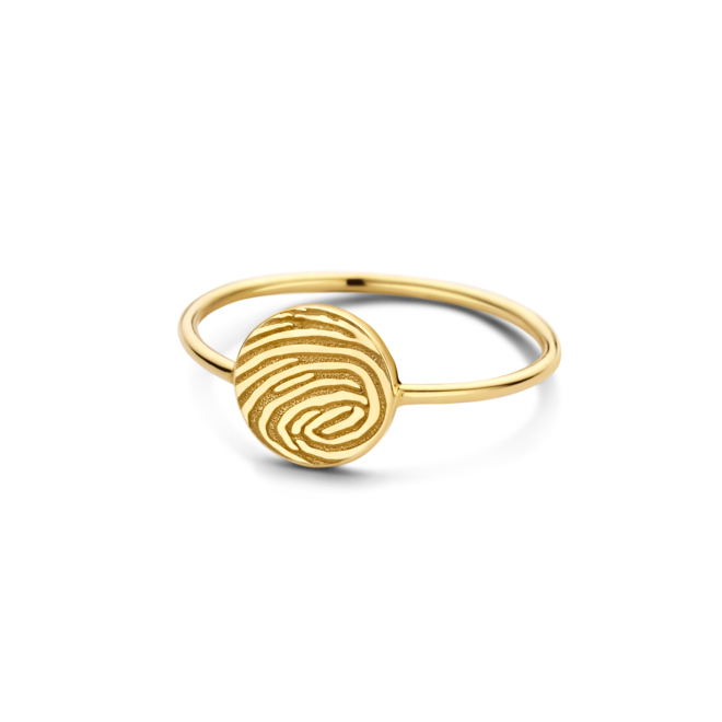 Coin Ring met Vingerafdruk 14K Goud
