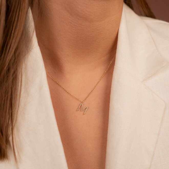 Just Diamond Letter Necklace 18K Gold