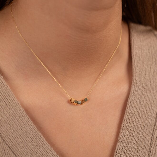 Cube Ketting - 5 Cubes 14K Goud