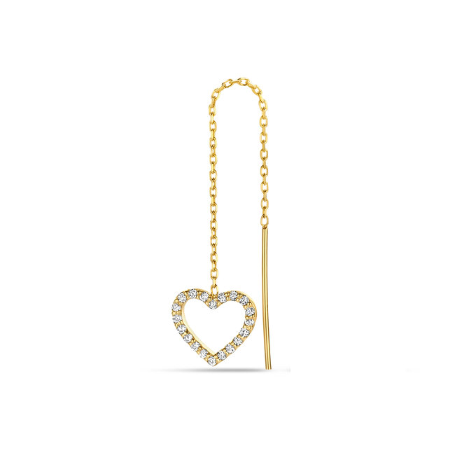 Iconic Heart Diamond Chain Earring 14K Gold