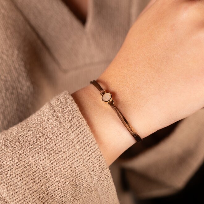 Ashes Collection Cirkel As Satijnkoord Armband 14K Goud