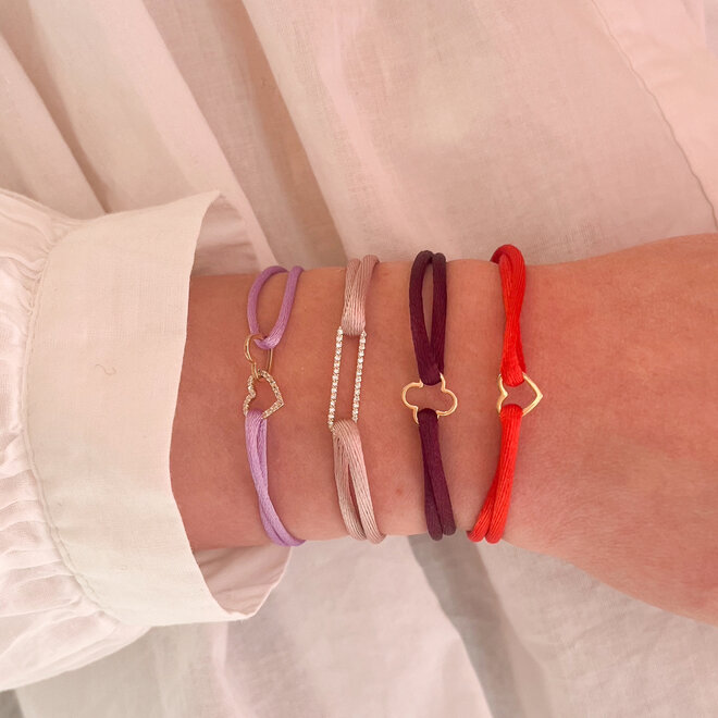 Iconic Double Heart Diamant Satijnkoord Armband