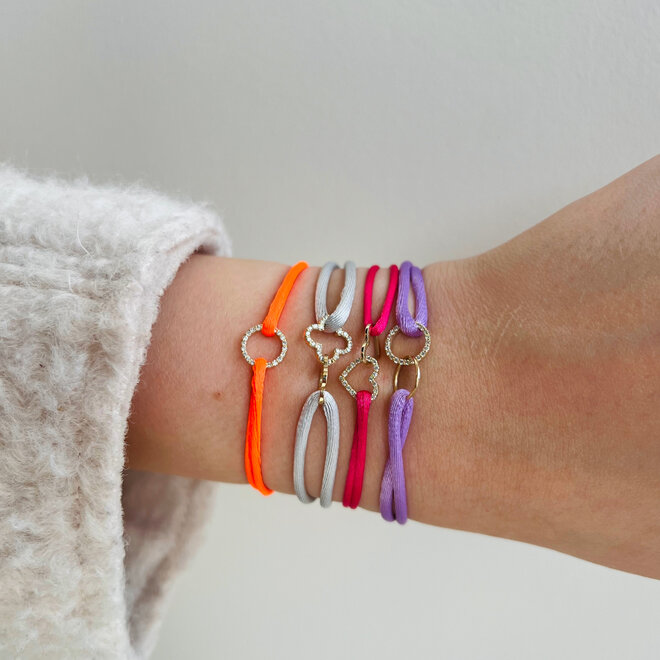 Iconic Double Clover Diamant Satijnkoord Armband