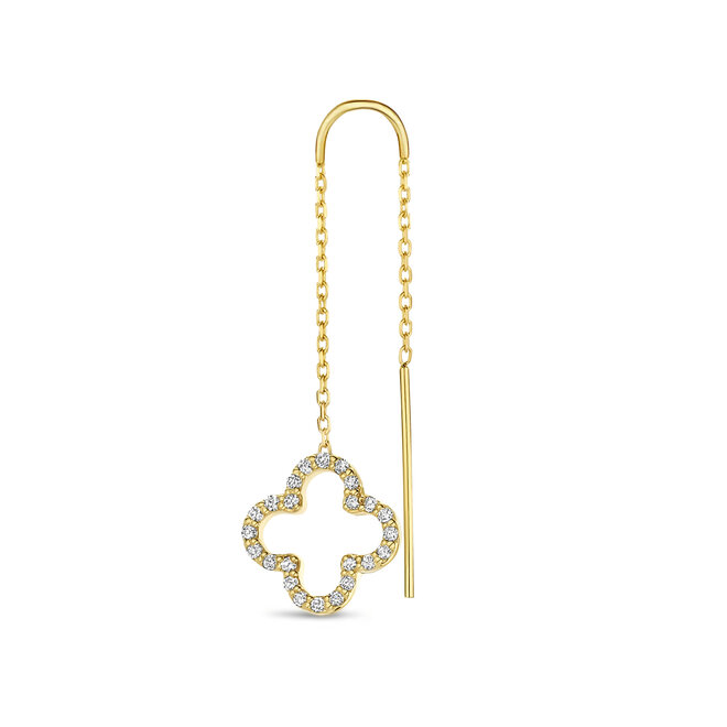 Iconic Lucky Clover Diamant Chain Oorbel