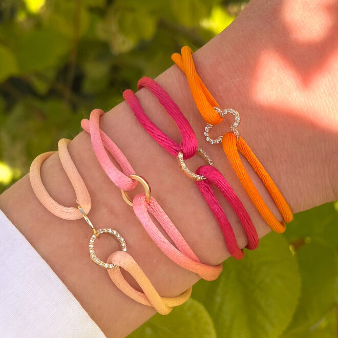 Iconic Round Diamant  Satijnkoord Armband