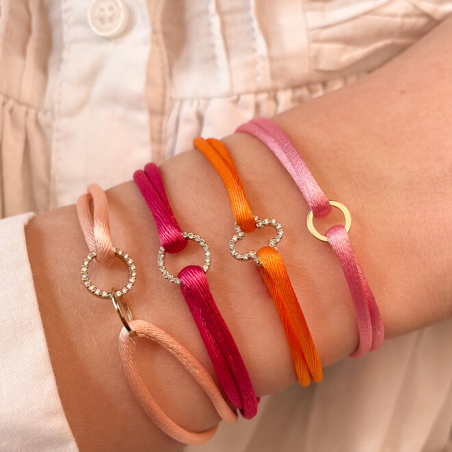 Iconic Round Diamant  Satijnkoord Armband