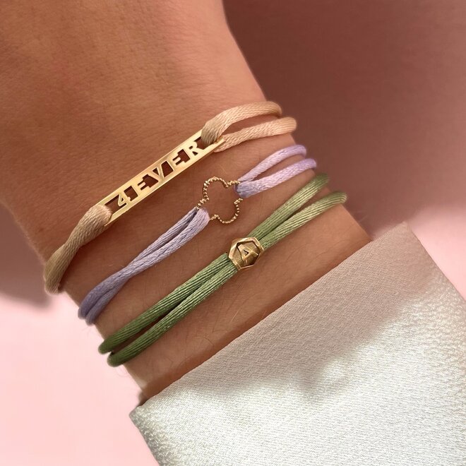 Honey Bee Satijnkoord Armband - 3 Initialen