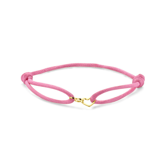 Iconic Double Heart Satijnkoord Armband 14K Goud