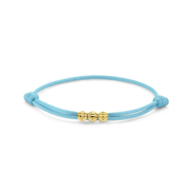 Honey Bee Satin Cord Bracelet - 3 Initials 14K Gold