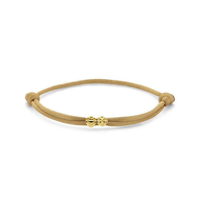 Honey Bee Satin Cord Bracelet - 2 Initials 14K Gold
