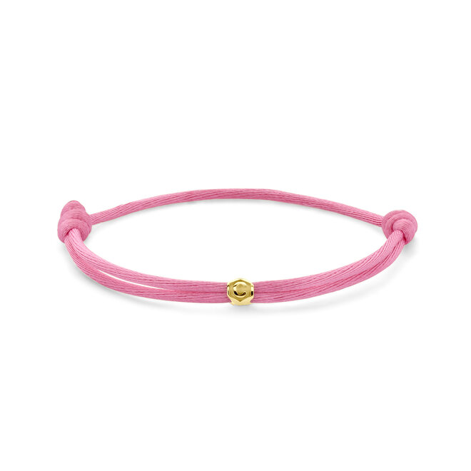 Honey Bee Satin Cord Bracelet - 1 Initial 14K Gold