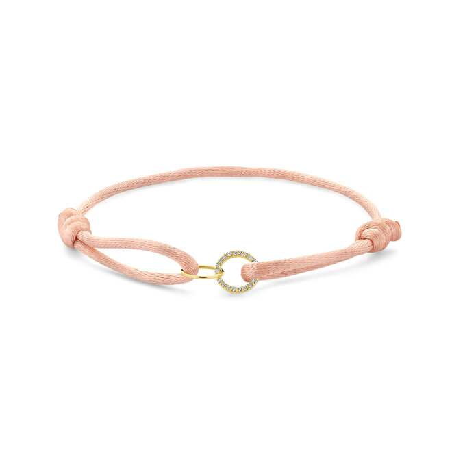 Iconic Double Round Diamant Satijnkoord Armband