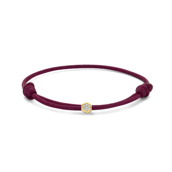 Honey Bee Diamant Satijnkoord Armband 14K Goud