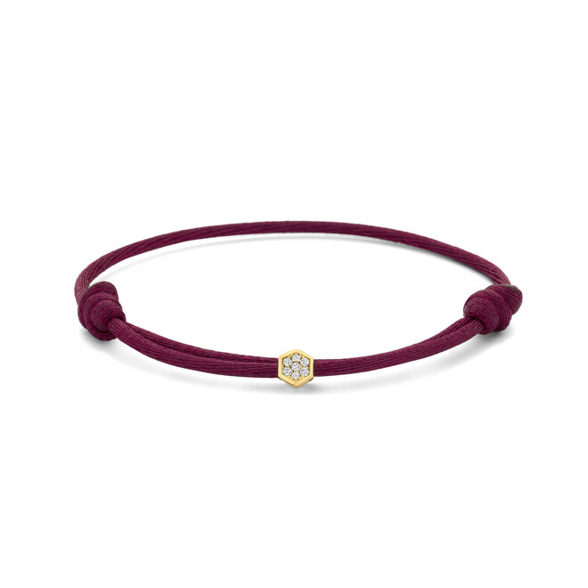 Honey Bee Diamond Satin Cord Bracelet 14K Gold
