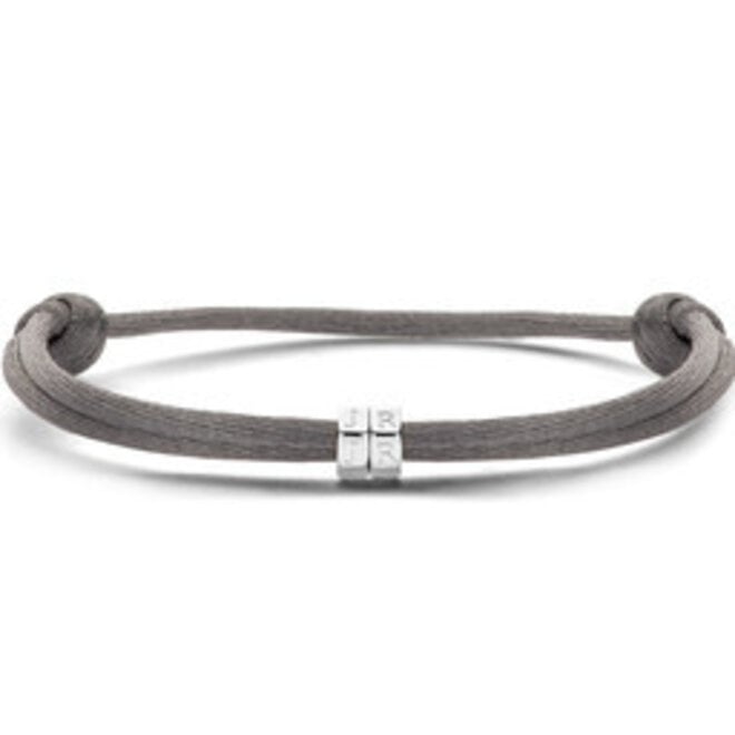 Charm Bolt Satin Cord Bracelet Men - 2 Bolts Met Gravering 14K Gold