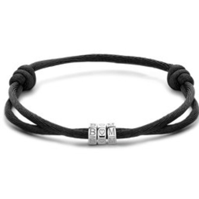 Bolt Man Satijnkoord Armband - 3 Bolts met Gravering