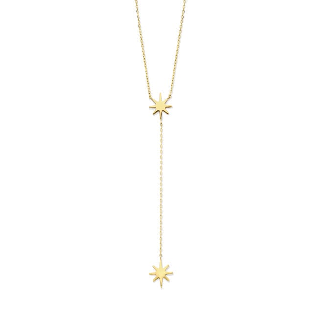 Universe Dubbele Ster Ketting 14K Goud
