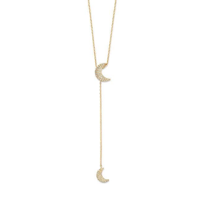 Universe Double Diamond Moon Necklace