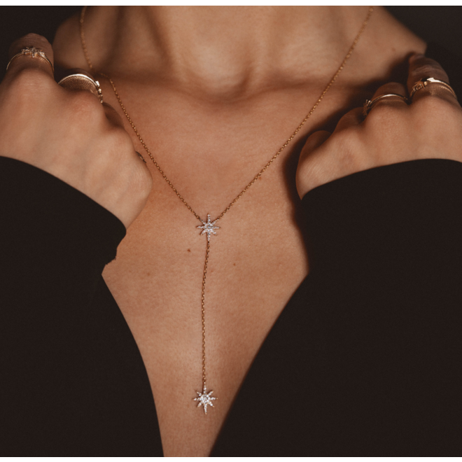 Universe Dubbele Diamant Ster Ketting