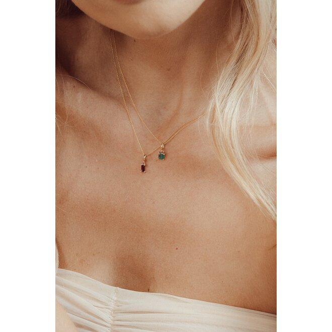 Charm Birthstone Square Necklace