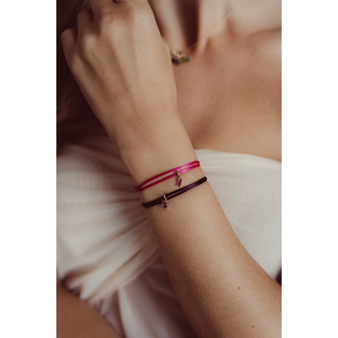 Geboortesteen Bedel Baguette Satijnkoord