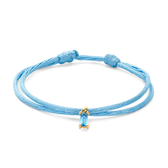 Charm Birthstone Charm Baguette Satin Cord 14K Gold