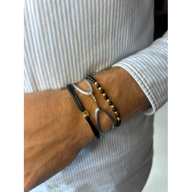 Link Satijnkoord Armband Heren 14K Goud
